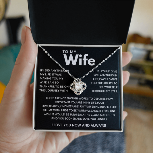 Best Present for Wife - The Day I Met You, My Life Changed - Love Knot Necklace