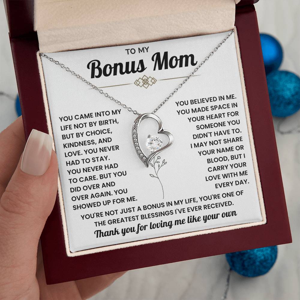 Bonus Mom Necklace Gift – Beautiful Stepmother Jewelry | Emotional Thank You Gift for Bonus Mom