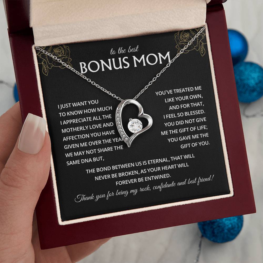 To My Bonus Mom Necklace, Stepmom Birthday Gifts With a Message Card