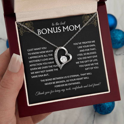 To My Bonus Mom Necklace, Stepmom Birthday Gifts With a Message Card