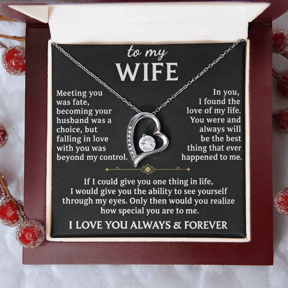 To My Wife Necklace – I Love You Always & Forever – Romantic Anniversary Gift for Wife