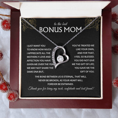 To My Bonus Mom Necklace, Stepmom Birthday Gifts With a Message Card
