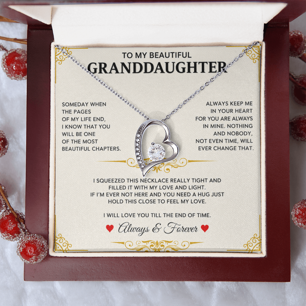 To My Granddaughter - I Will Forever Love You -  Forever Love Necklace