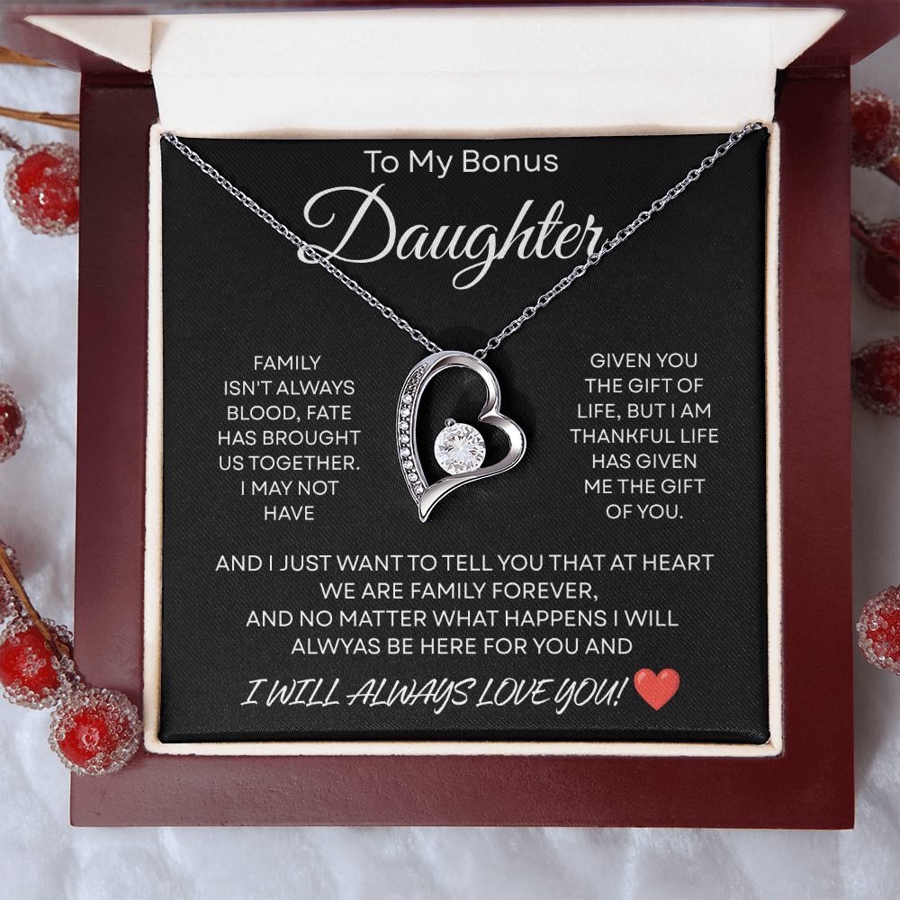 Bonus Daughter Necklace Gifts From Stepdad Stepmom With Heartfelt Message