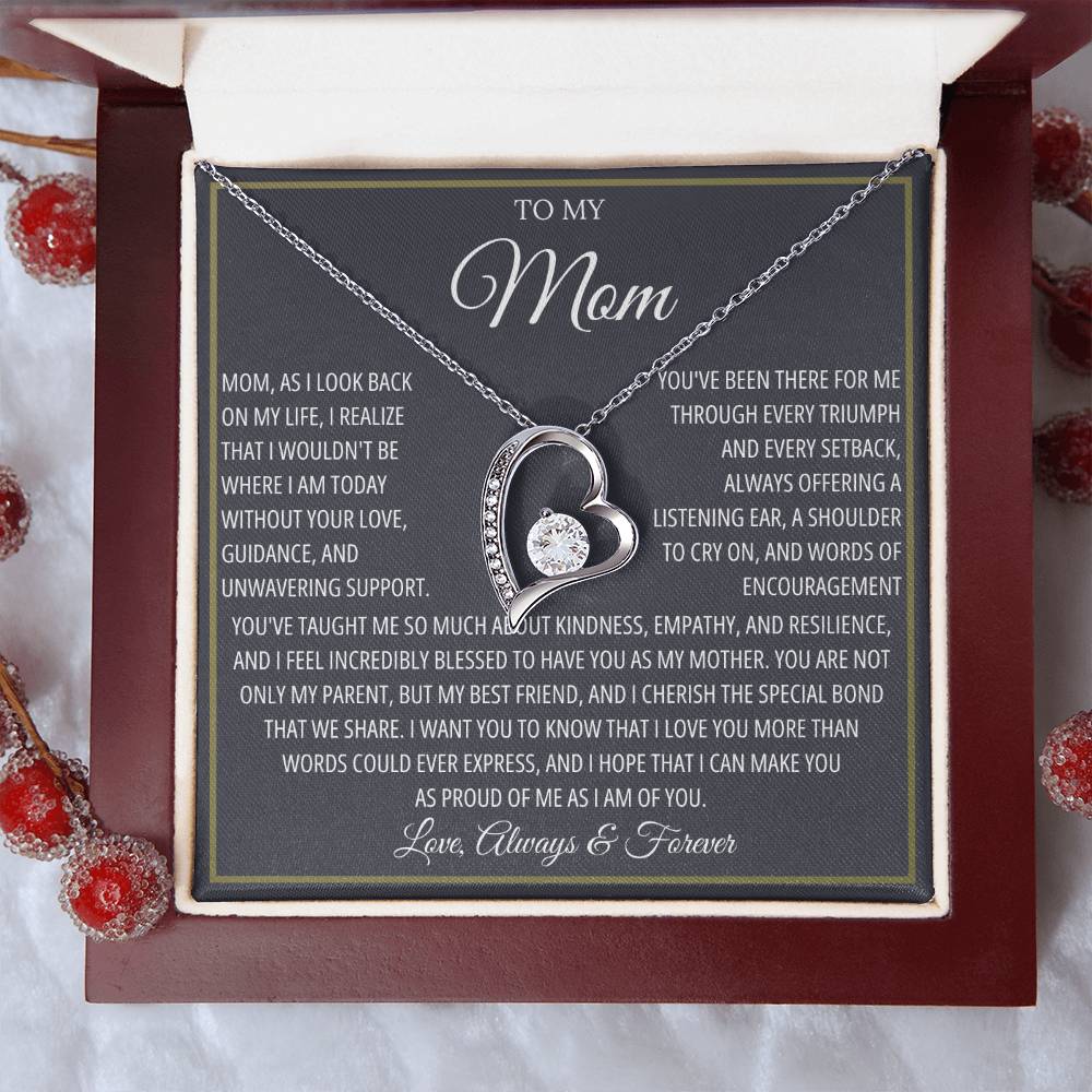 Mom Necklace for Women With Heartfelt Message & Gift Box