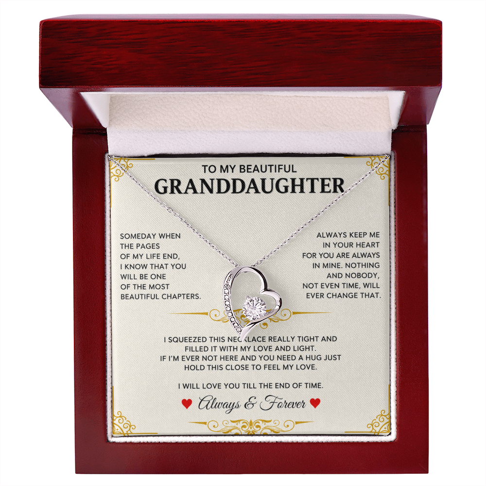 To My Granddaughter - I Will Forever Love You -  Forever Love Necklace