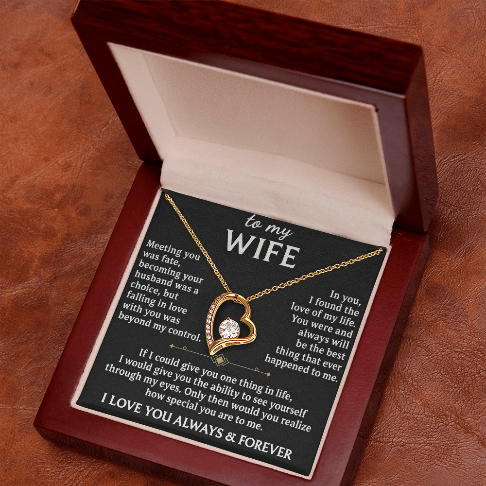 To My Wife Necklace – I Love You Always & Forever – Romantic Anniversary Gift for Wife