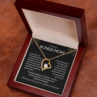 To My Bonus Mom Necklace, Stepmom Birthday Gifts With a Message Card