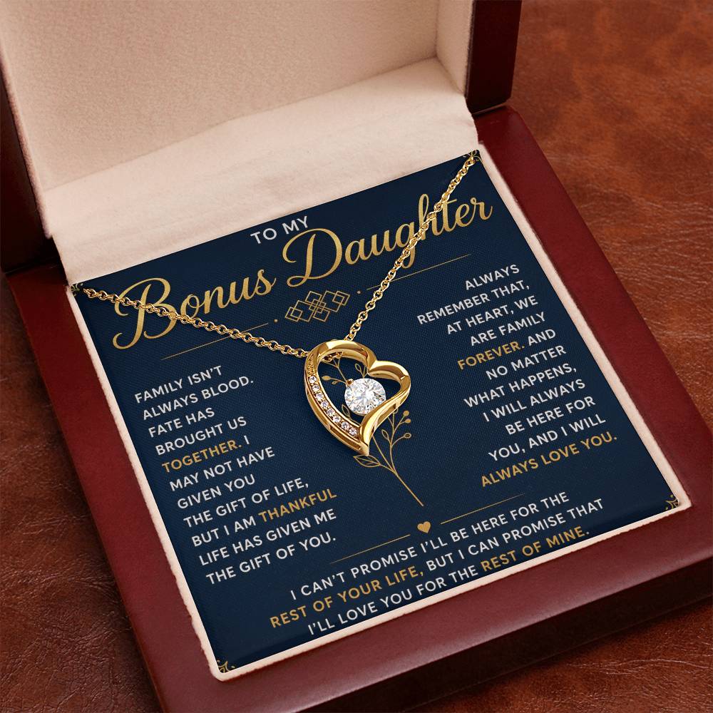 To My Bonus Daughter - Hold This Necklace Close to Feel My Love - Forever Love
