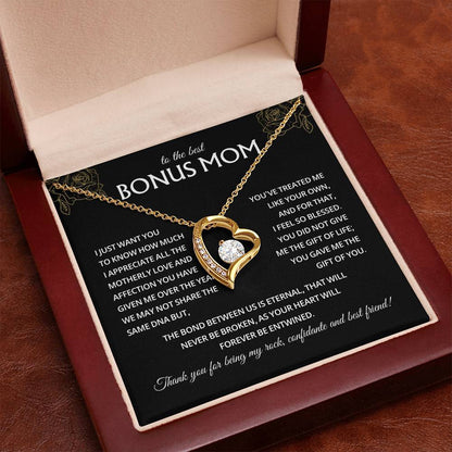 To My Bonus Mom Necklace, Stepmom Birthday Gifts With a Message Card