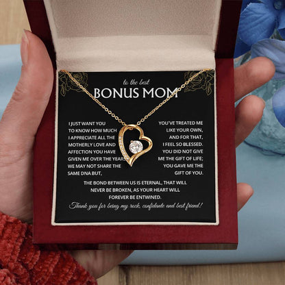 To My Bonus Mom Necklace, Stepmom Birthday Gifts With a Message Card