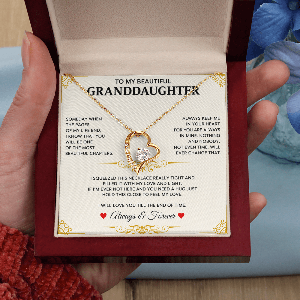 To My Granddaughter - I Will Forever Love You -  Forever Love Necklace