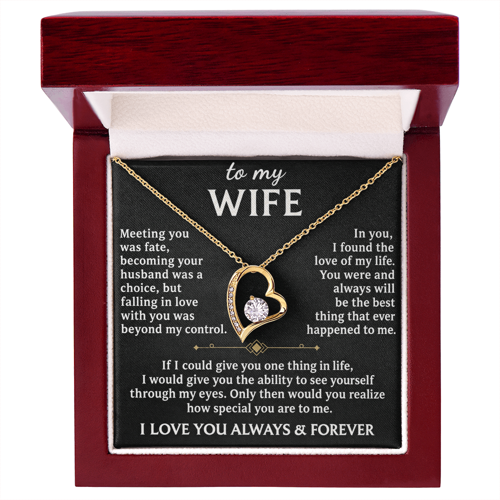 To My Wife Necklace – I Love You Always & Forever – Romantic Anniversary Gift for Wife