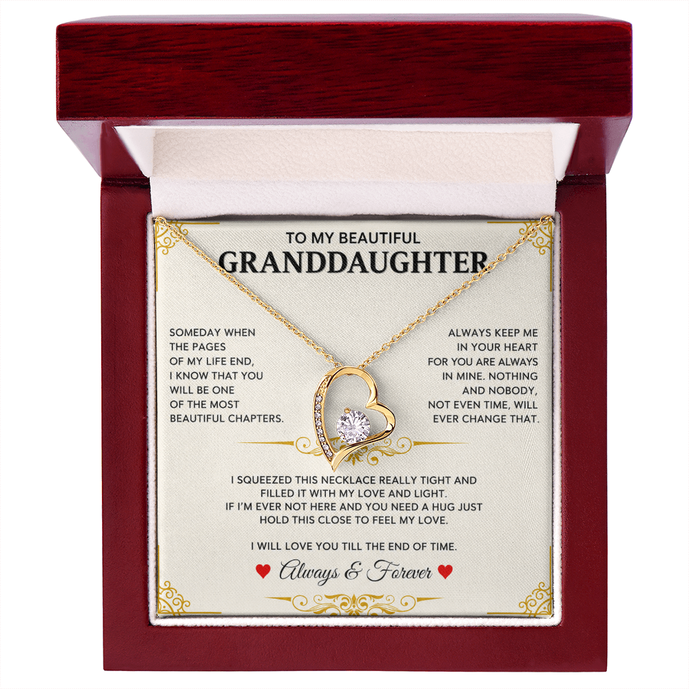 To My Granddaughter - I Will Forever Love You -  Forever Love Necklace