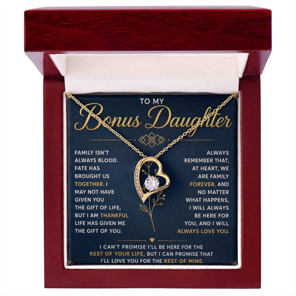 To My Bonus Daughter - Hold This Necklace Close to Feel My Love - Forever Love