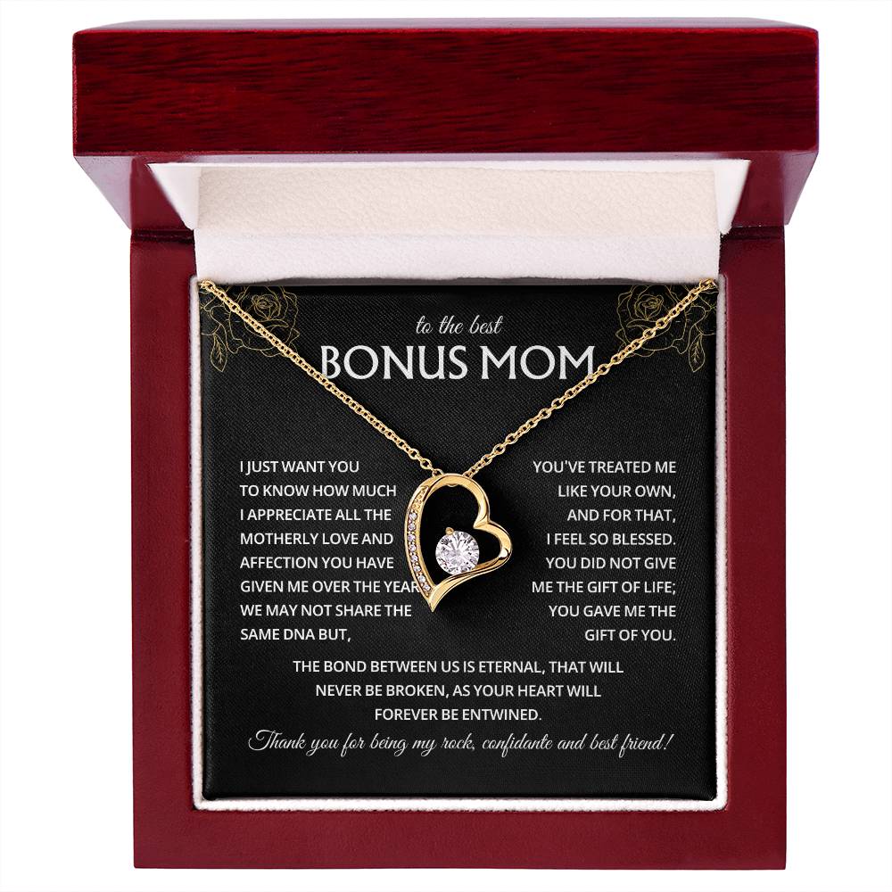 To My Bonus Mom Necklace, Stepmom Birthday Gifts With a Message Card