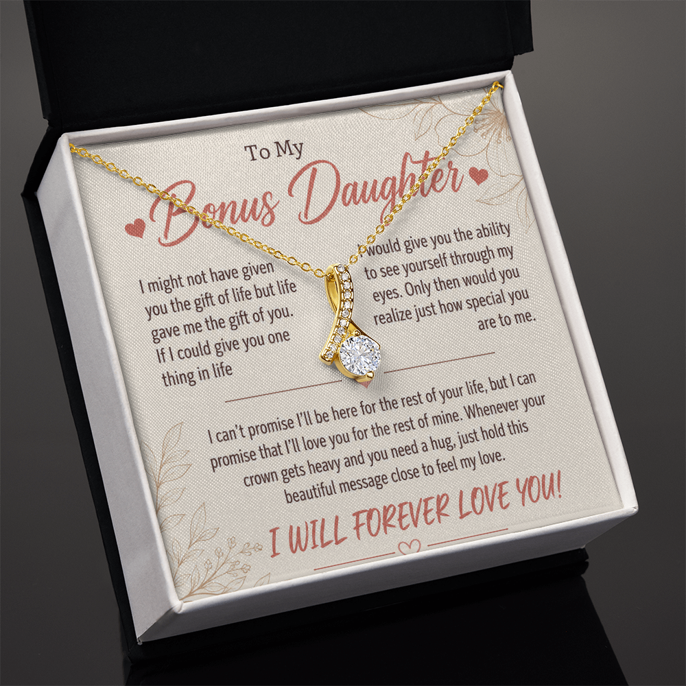 To My Bonus Daughter - Life Gave Me the Gift of You - Love Knot Necklace