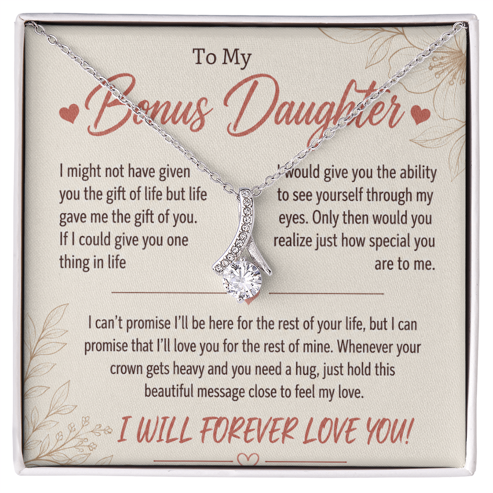 To My Bonus Daughter - Life Gave Me the Gift of You - Love Knot Necklace