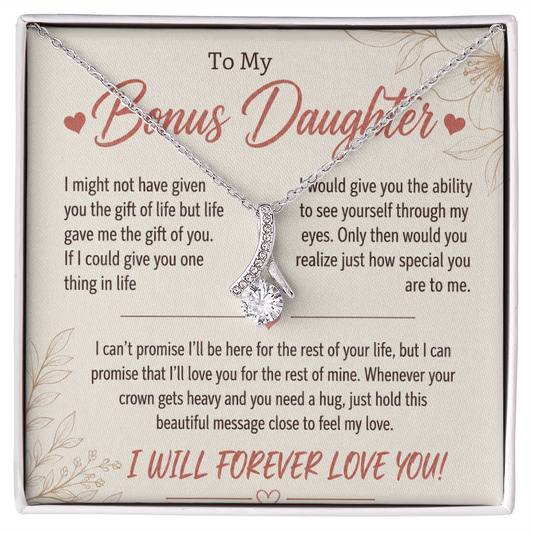 To My Bonus Daughter - Life Gave Me the Gift of You - Love Knot Necklace
