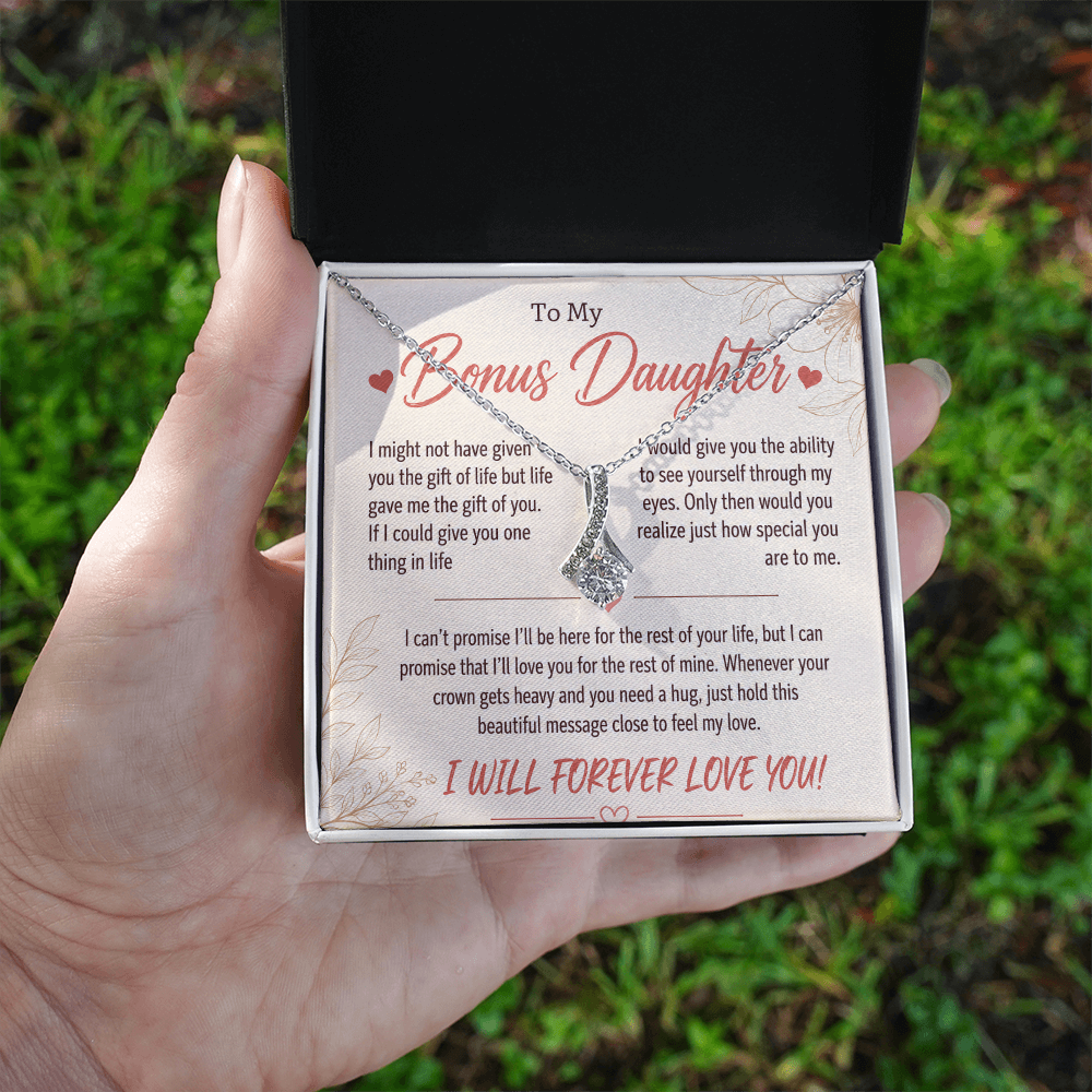 To My Bonus Daughter - Life Gave Me the Gift of You - Love Knot Necklace