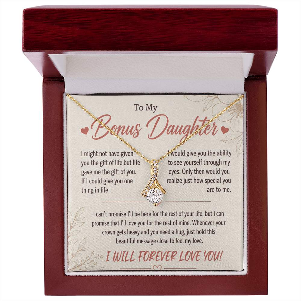 To My Bonus Daughter - Life Gave Me the Gift of You - Love Knot Necklace