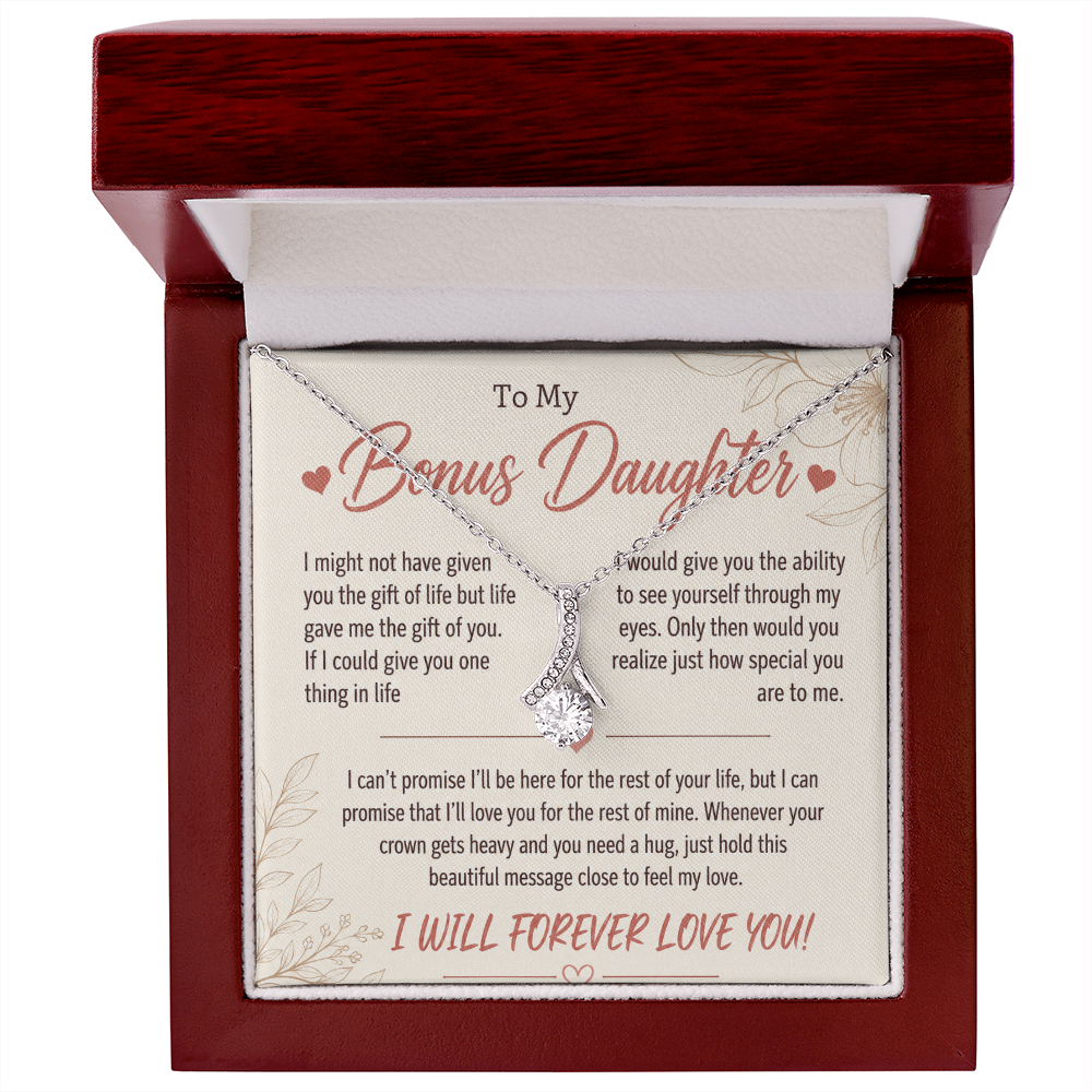 To My Bonus Daughter - Life Gave Me the Gift of You - Love Knot Necklace