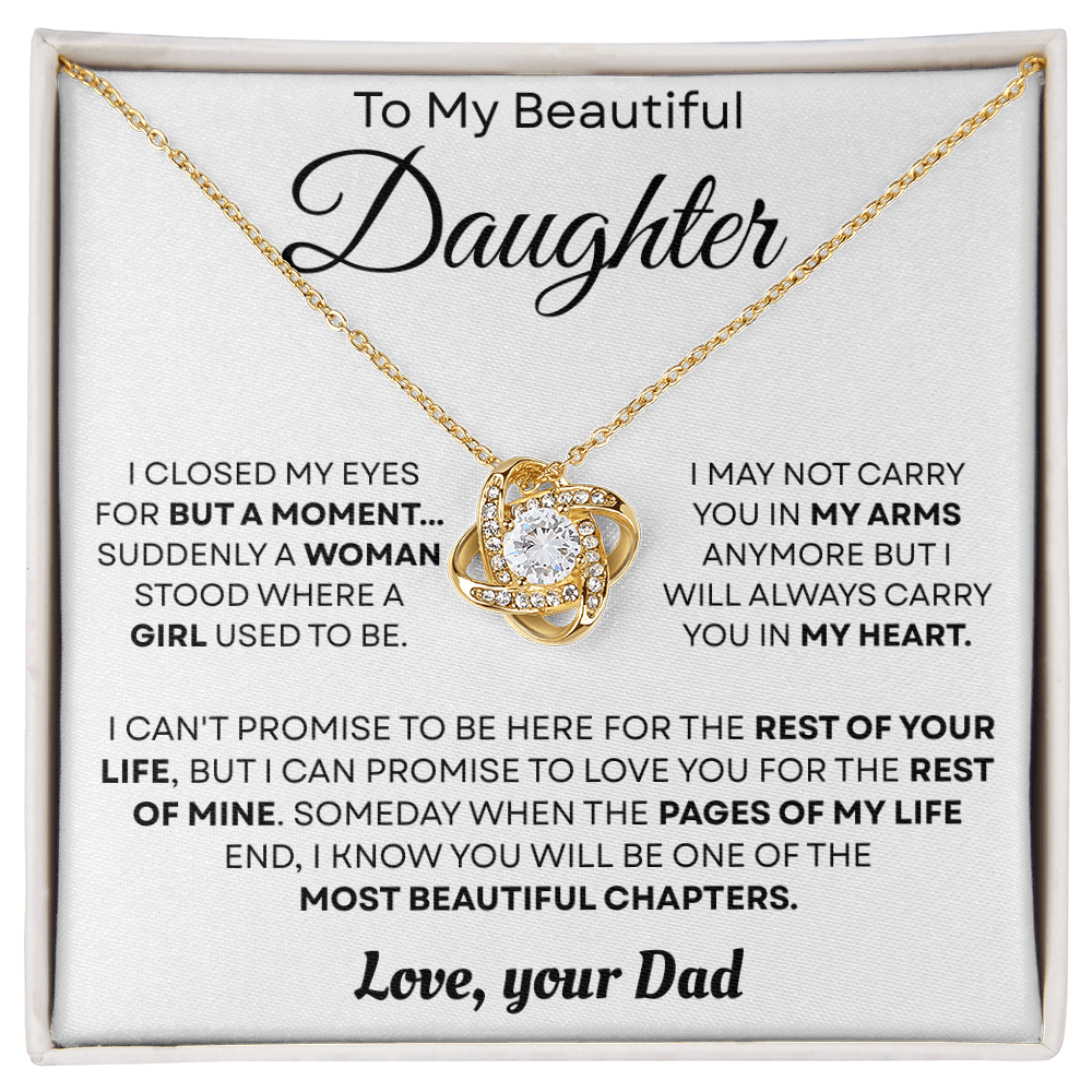 To My Beautiful Daughter Necklace – Love Knot Necklace | Sentimental Gift from Mom