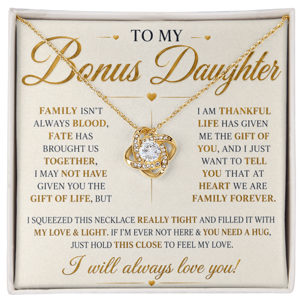 To My Bonus Daughter - Always Keep Me in Your Heart - Love Knot Necklace