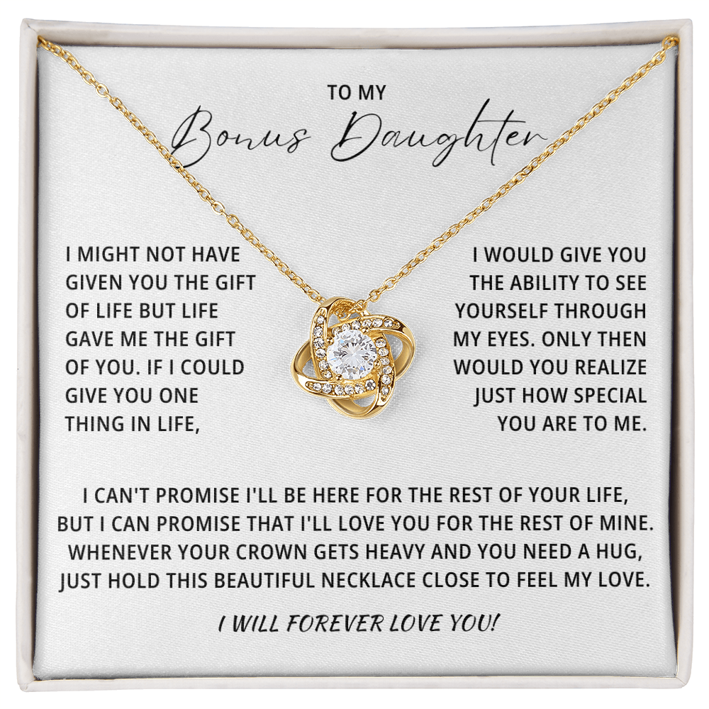 To My Beautiful Bonus Daughter Necklace From Mom & Dad With Message Card