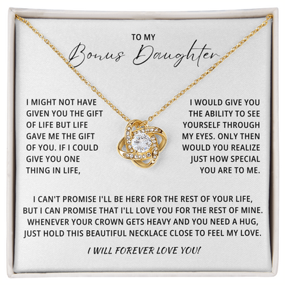 To My Beautiful Bonus Daughter Necklace From Mom & Dad With Message Card