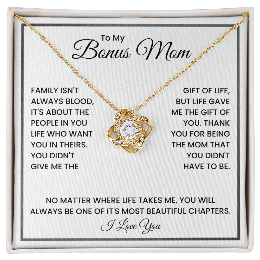 To My Bonus Mom Necklace – Meaningful Stepmom Gift from Daughter or Son | Thank You Bonus Mom Jewelry