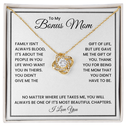 To My Bonus Mom Necklace – Meaningful Stepmom Gift from Daughter or Son | Thank You Bonus Mom Jewelry