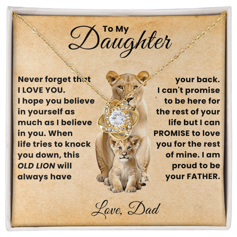 To My Amazing Daughter - The Most Beautiful Chapters of My Life - Old Lion Love Knot Necklace