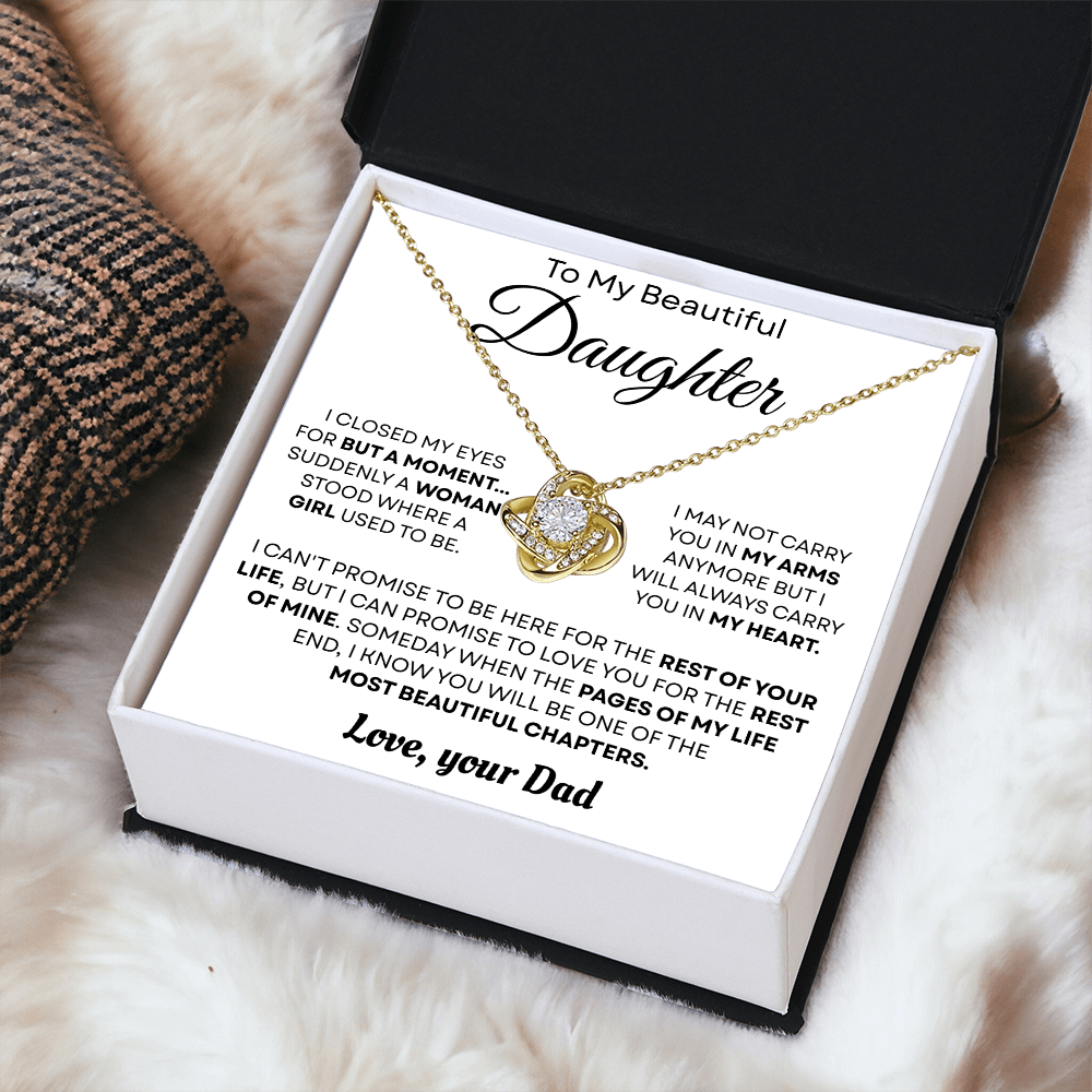 To My Beautiful Daughter Necklace – Love Knot Necklace | Sentimental Gift from Mom