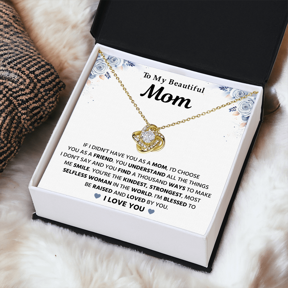 To My Mom - I Love You So Much - Love Knot Necklace