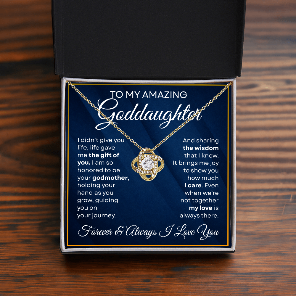 To My Goddaughter Necklace Life Gave Me You, Gold Love Knot Necklace