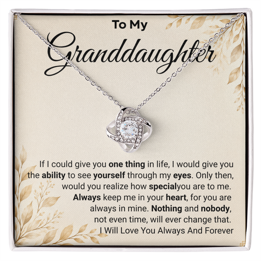 To My Granddaughter - Always Be Brave and Be Strong - Love Knot Necklace