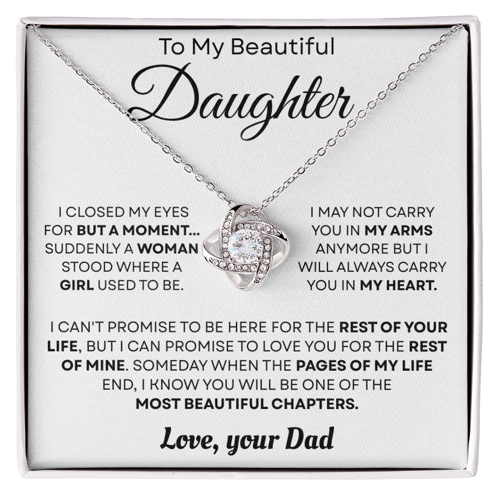 To My Beautiful Daughter Necklace – Love Knot Necklace | Sentimental Gift from Mom