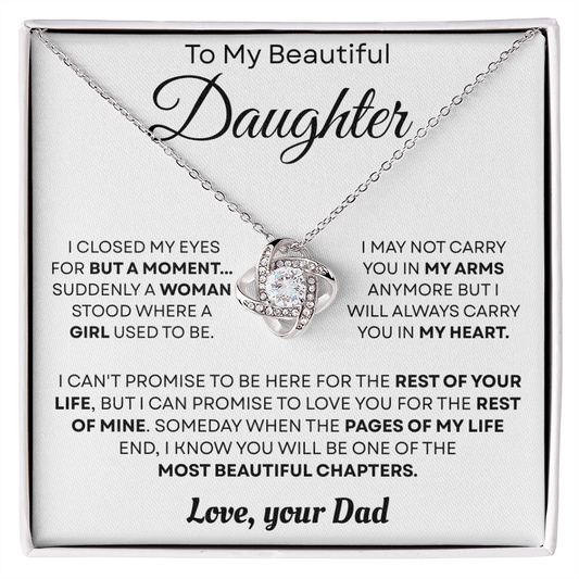 To My Beautiful Daughter Necklace – Love Knot Necklace | Sentimental Gift from Mom