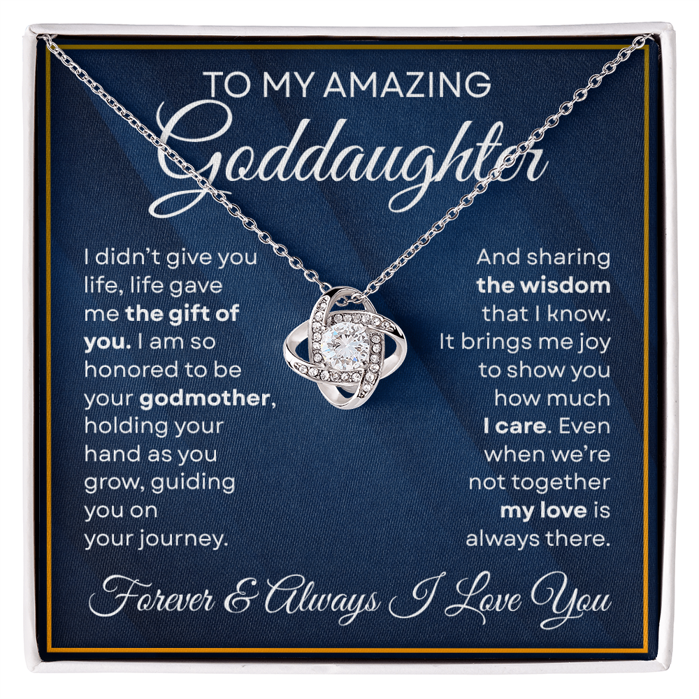 To My Goddaughter Necklace Life Gave Me You, Gold Love Knot Necklace