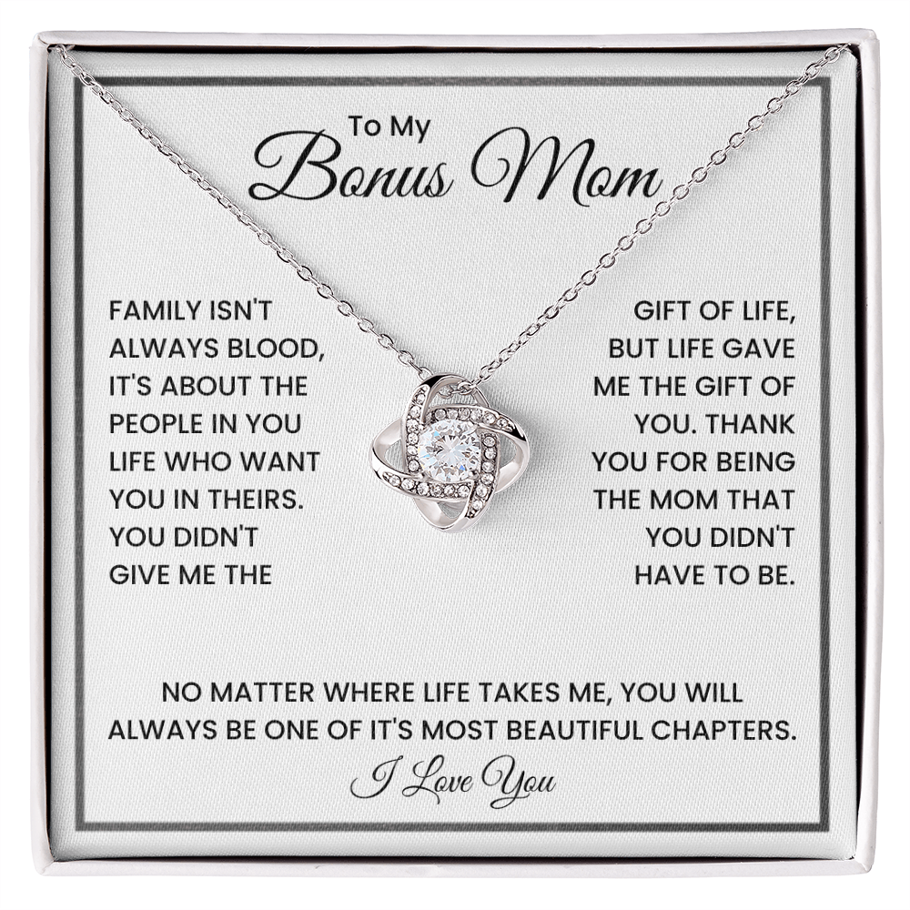 To My Bonus Mom Necklace – Meaningful Stepmom Gift from Daughter or Son | Thank You Bonus Mom Jewelry