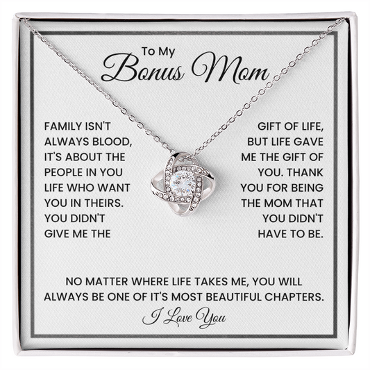 To My Bonus Mom Necklace – Meaningful Stepmom Gift from Daughter or Son | Thank You Bonus Mom Jewelry
