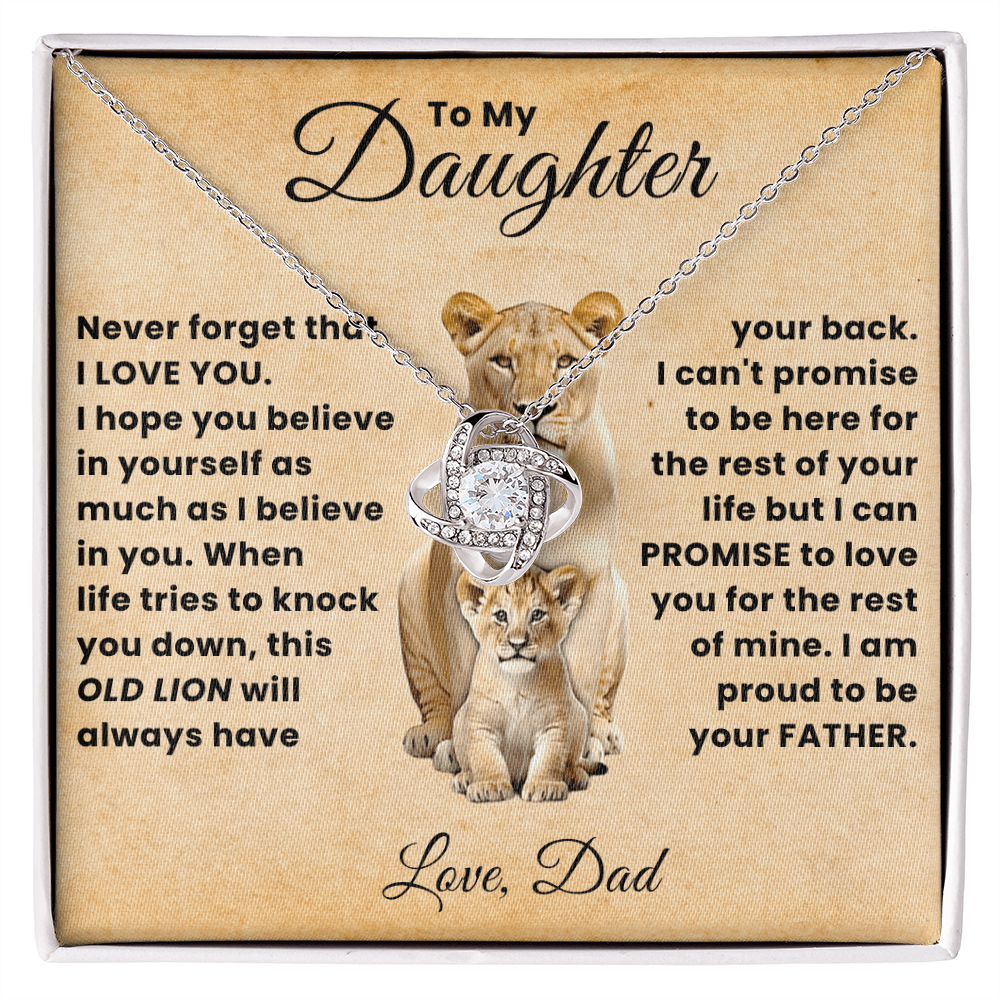 To My Amazing Daughter - The Most Beautiful Chapters of My Life - Old Lion Love Knot Necklace