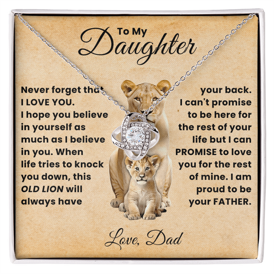 To My Amazing Daughter - The Most Beautiful Chapters of My Life - Old Lion Love Knot Necklace