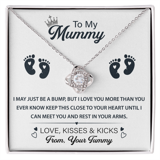 To My Mummy Necklace From Tummy - Love Knot Necklace