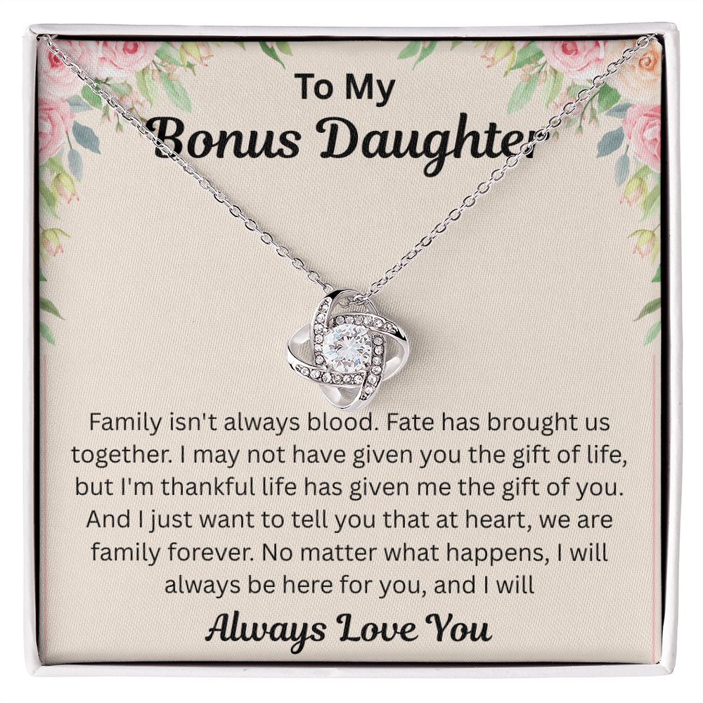 To My Bonus Daughter - We Are Family Forever - Love Knot Necklace