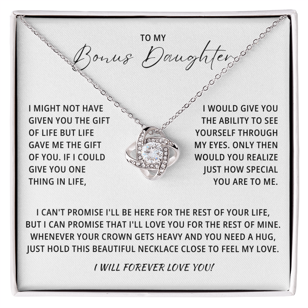 To My Beautiful Bonus Daughter Necklace From Mom & Dad With Message Card