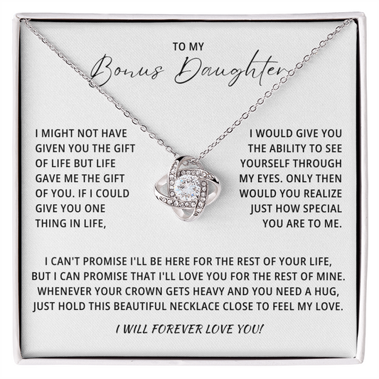 To My Beautiful Bonus Daughter Necklace From Mom & Dad With Message Card