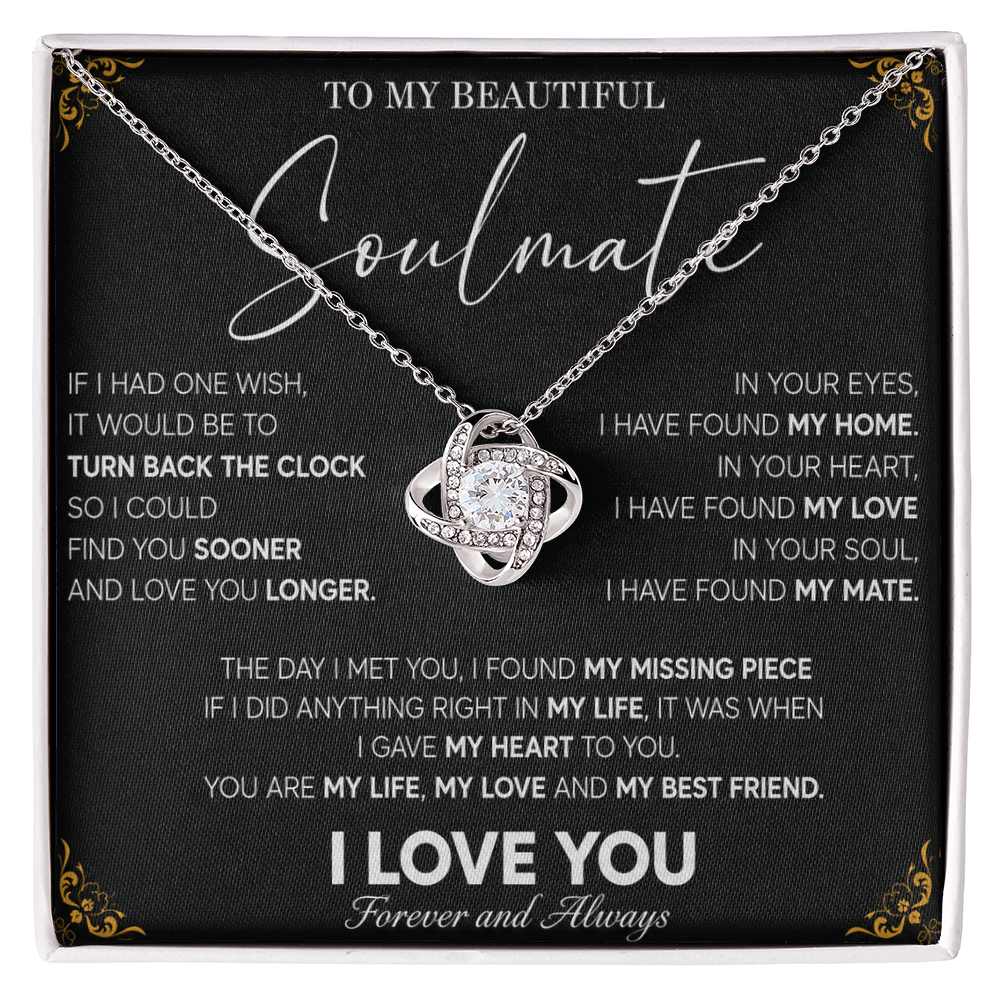 To My Beautiful Soulmate Necklace Husband to Wife Romantic Surprise Gifts