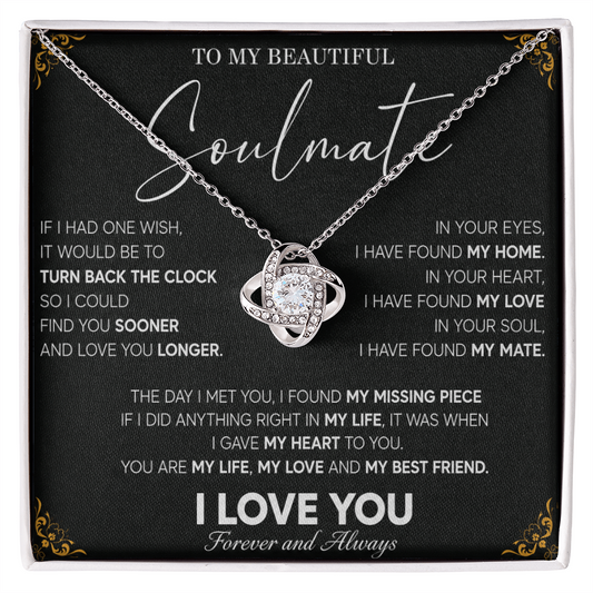 To My Beautiful Soulmate Necklace Husband to Wife Romantic Surprise Gifts